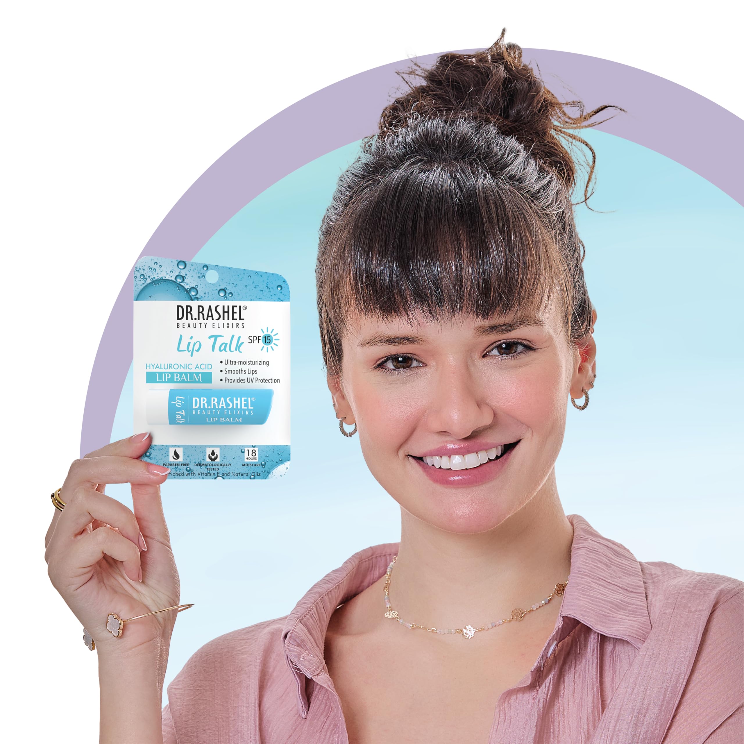 Dr. Rashel Hyaluronic Acid Lip Balm - 4.5g Tinted Lip Moisturizer with Vitamin E & Natural Oils for Dry, Chapped Lips | Intense Hydration, UV Protection | Perfect for Daily Use, Winter Care & Makeup Base