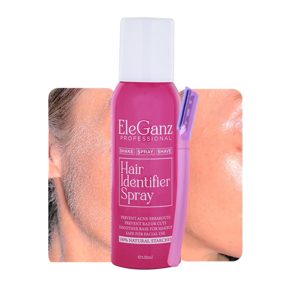 Eleganz Hair Identifier Spray for Face Shaving & Dermaplaning | 100% Natural Starch Formula | Paraben-Free Skin & Body Hair Removal for Women | 130ml | Perfect for Pre-Shave Prep & Smooth Skin Care Routine