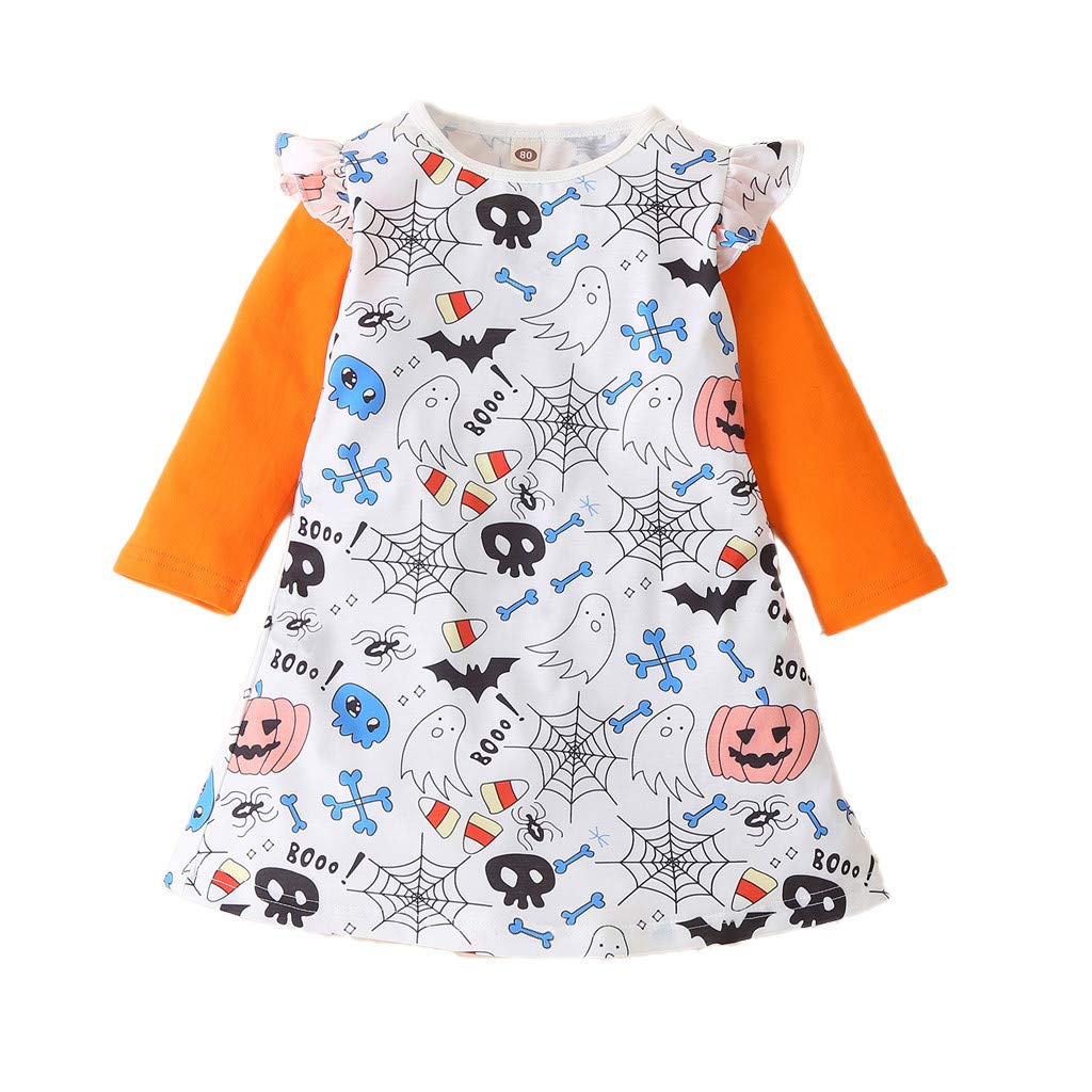 Halloween Dresses for Girls - Cute Pumpkin Print Toddler Princess Costume | Perfect for Trick-or-Treating, Halloween Parties & Photo Shoots