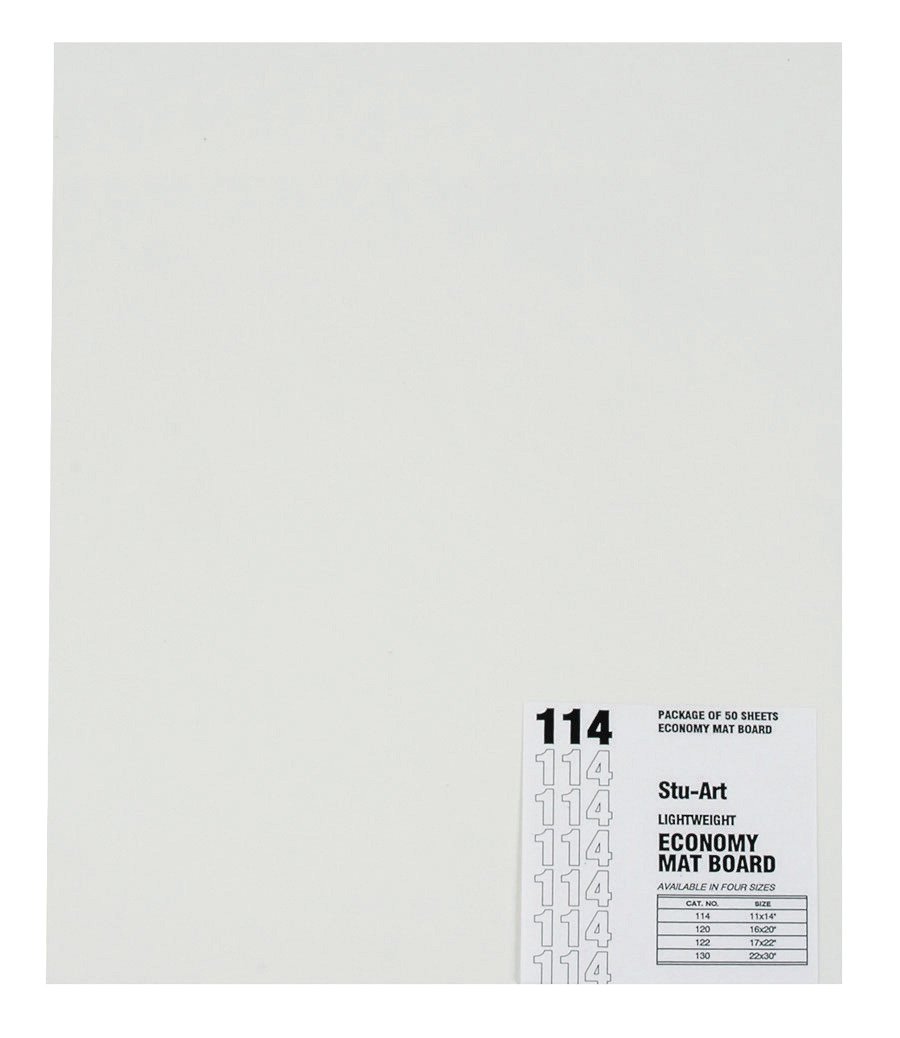 Sax Economy Light-Weight Mat Board - 17x22 Inches, 6-Ply Thickness, White Pebbled Surface - Pack of 50 Sheets for Picture Framing, Art Displays & Scrapbooking