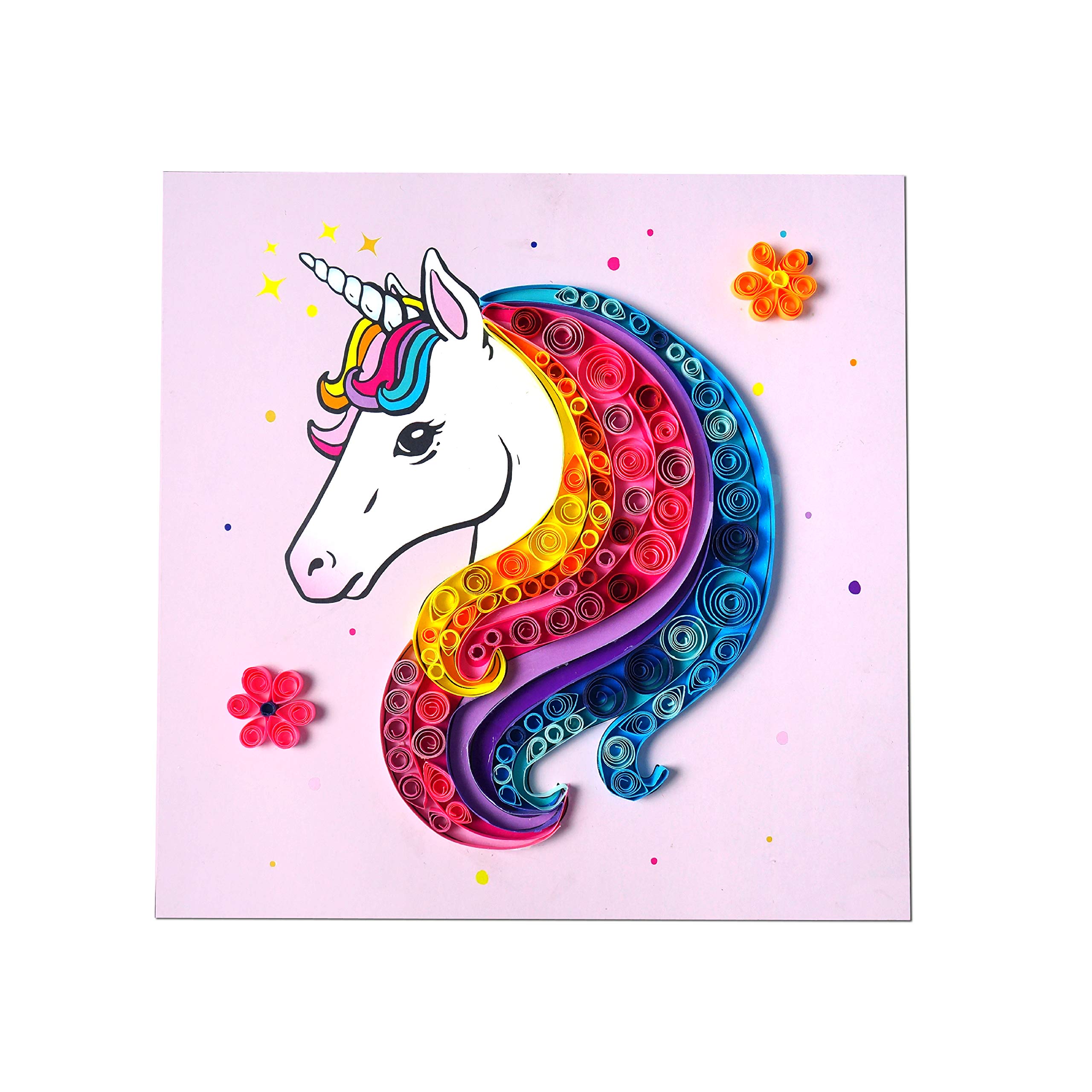 DIY Unicorn Paper Quilling Kit for Kids - 3D Arts & Crafts Gift Set with Paper Strips & Tools - Creative Birthday Party Activity, Classroom Art Project, Holiday Gift for Girls & Boys