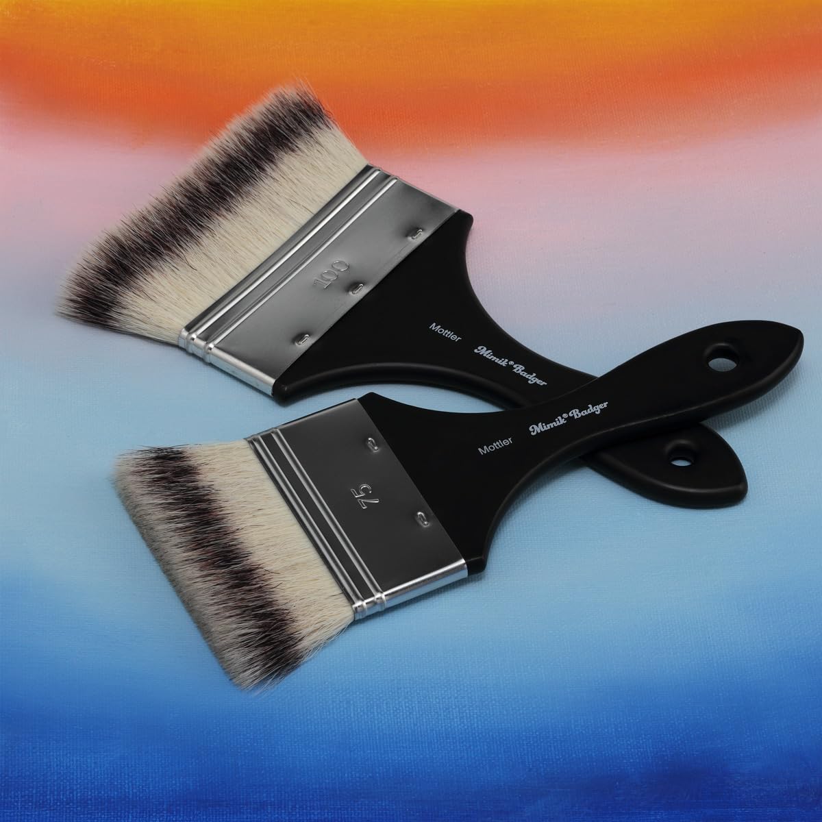 Creative Mark Mimik Synthetic Badger Mottler Brushes - Eco-Friendly Artist Brushes for Oil, Acrylic, Watercolor Painting - 1