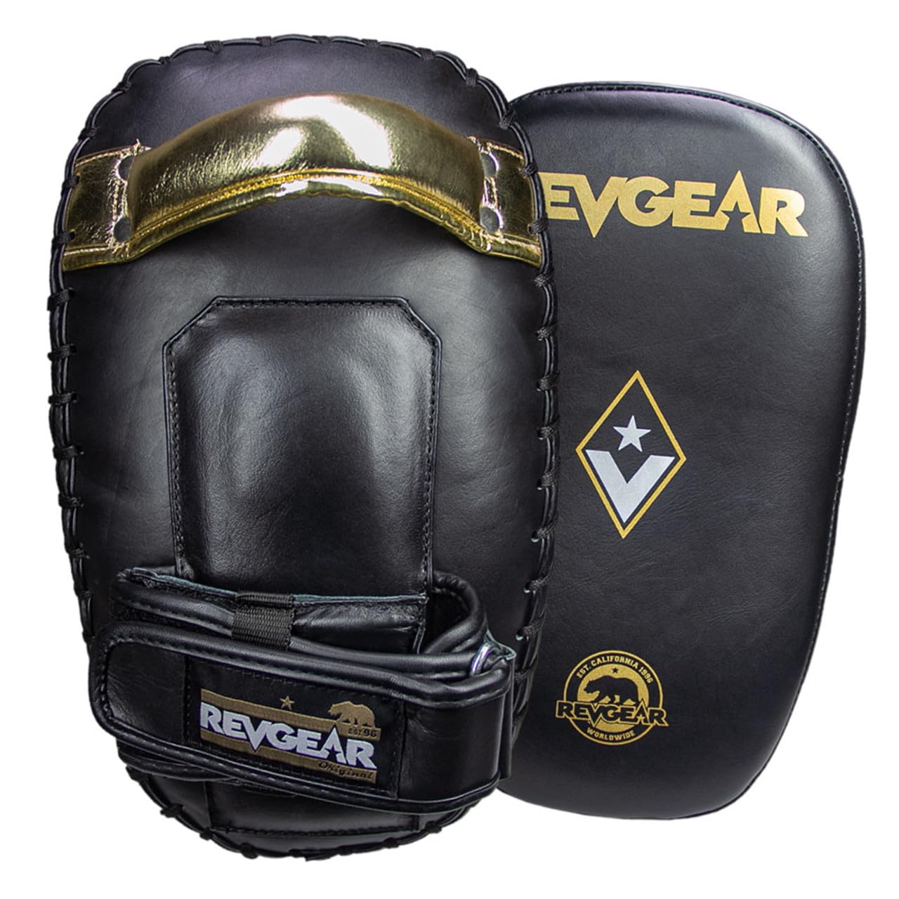 REVGEAR Curved Thai Pads - Premium Contoured Muay Thai Kick Pads for Training, MMA & Kickboxing - Perfect for Martial Arts, Fitness & Combat Sports Practice