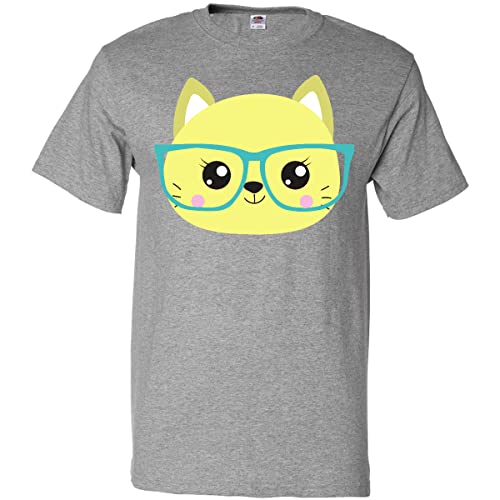 Inktastic Hipster Cat with Glasses - Cute Kitten Graphic T-Shirt for Women & Men - Perfect for Casual Wear, Cat Lovers & Funny Gift Ideas