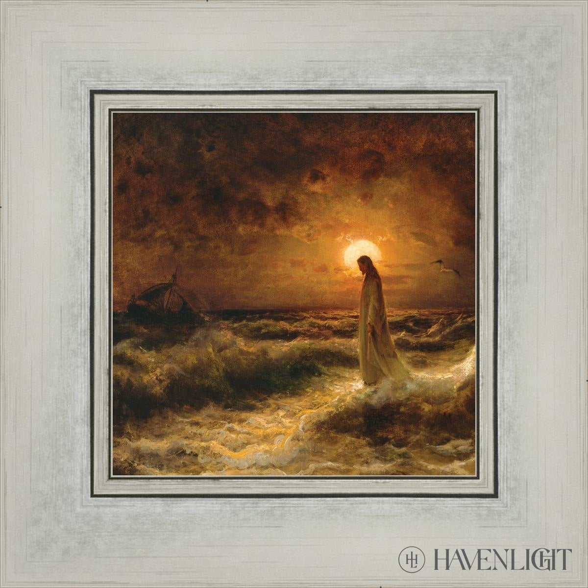 Christ Walking On The Water - Religious Wall Art Decor for Home, Church & Office - Inspirational Christian Painting for Faith-Based Interiors