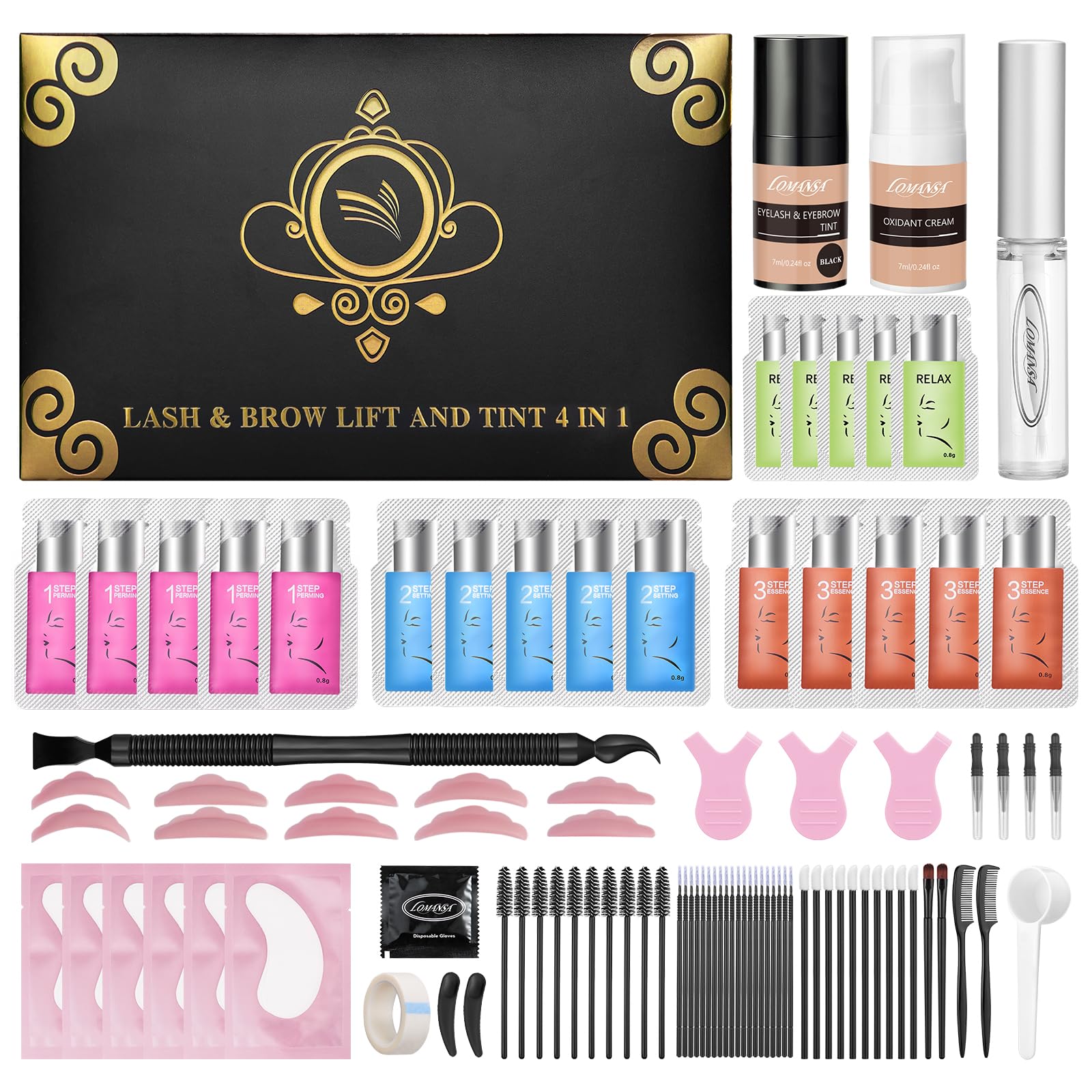 Professional Eyelash Lift & Tint Kit - Keratin Lash Perm for Voluminous, Curled Lashes with 4-Week Results | At-Home Salon & DIY Beauty Treatment for Stunning Eye Makeup Looks