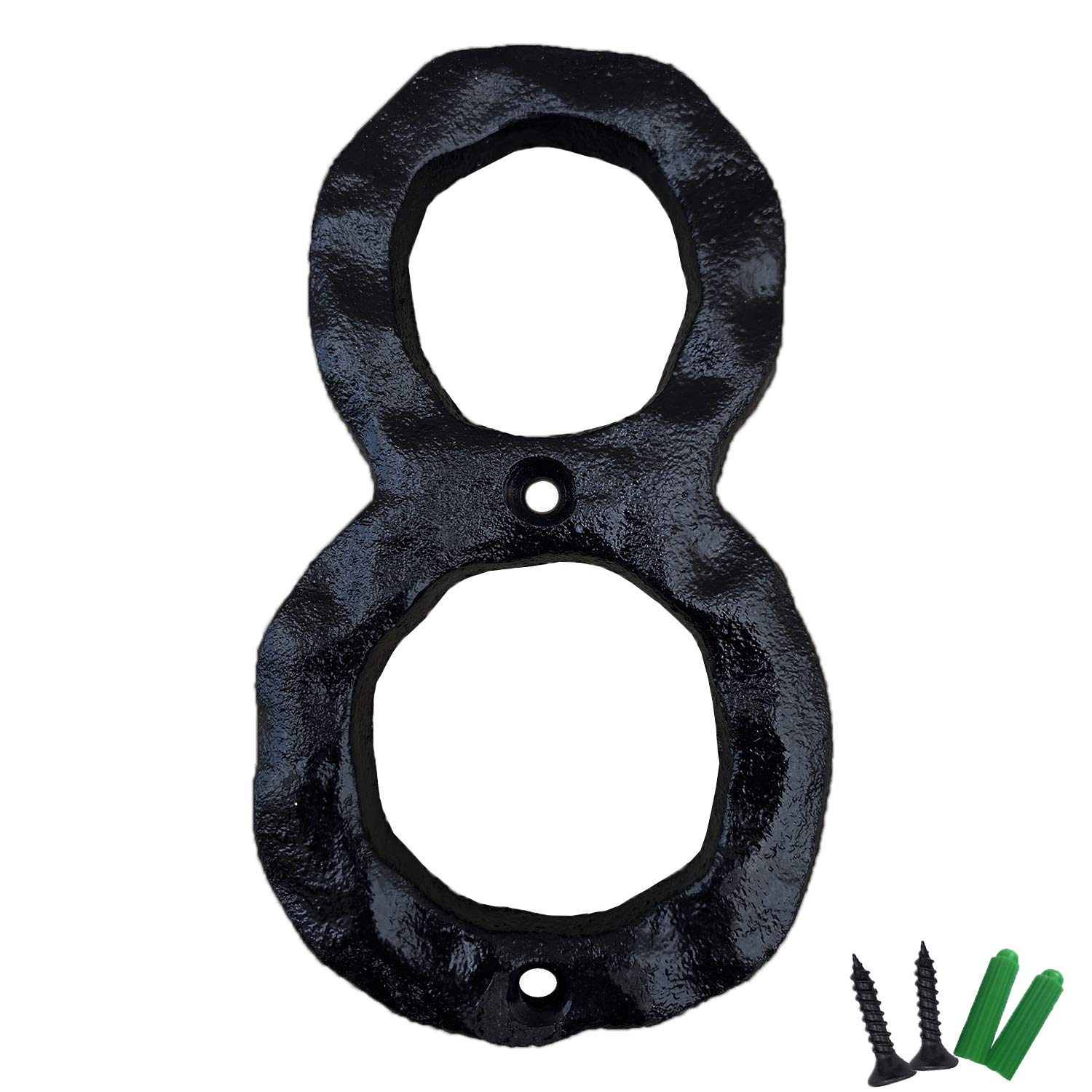 5.5 Inch Black Cast Iron House Numbers - Rustic Address Plaque for Home, Mailbox & Garden (Set of 8) | Durable Outdoor House Number Sign for Front Door, Porch & Yard Decor