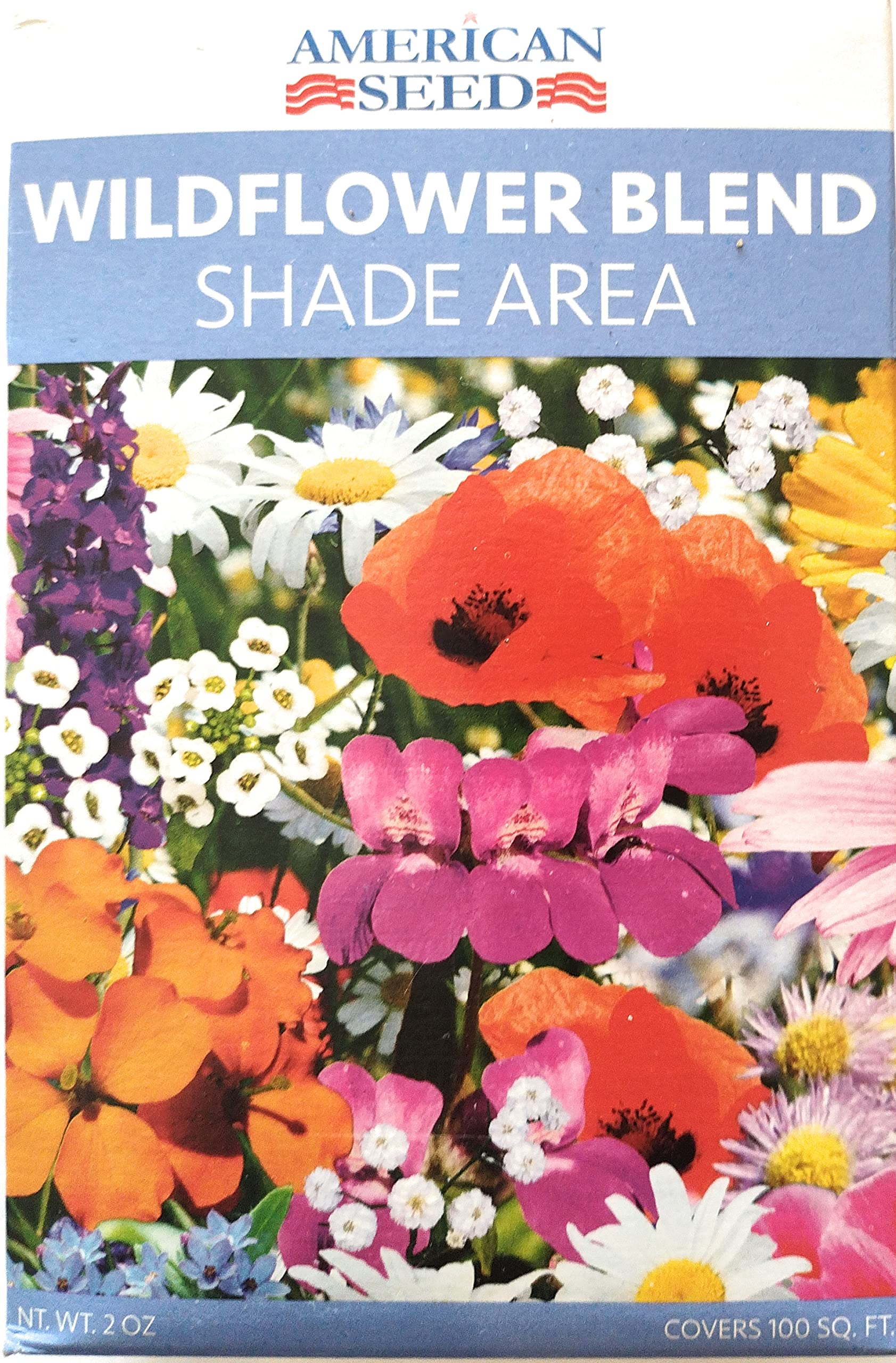 Wildflower Blend Shade Seed Mix - 2 Oz Packet (Covers 100 Sq Ft) - Pack of 4 - Perfect for Shady Gardens, Woodland Areas & Low-Light Landscaping