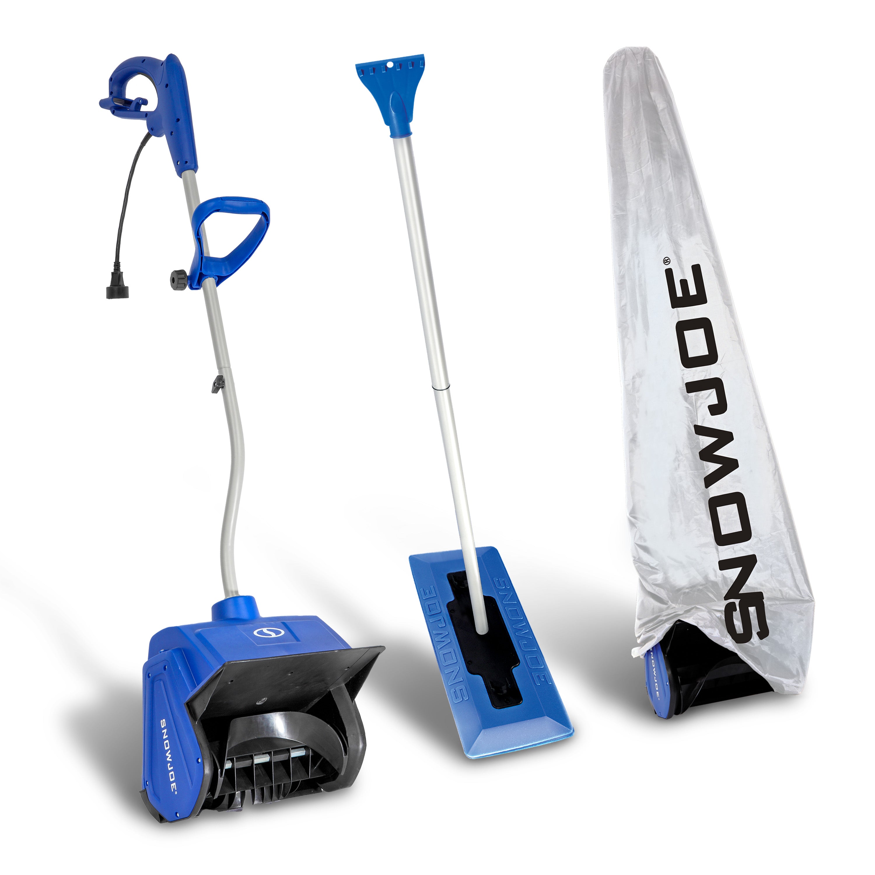 Snow Joe Electric Snow Shovel with Cover & Broom Accessory Bundle - Cordless Snow Removal Tool for Driveways, Sidewalks & Stairs - Winter Storm Essentials for Homeowners