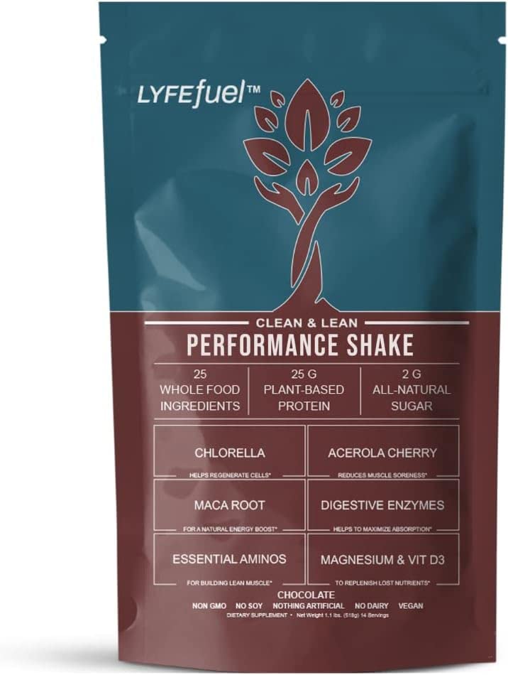 LyfeFuel Vegan Protein Shake - Plant-Based Protein Powder with BCAA, Greens & Superfoods for Sports Performance, Recovery & Lean Muscle Building | Chocolate Flavor (24 Servings) | Ideal for Post-Workout, Meal Replacement & Active Lifestyle