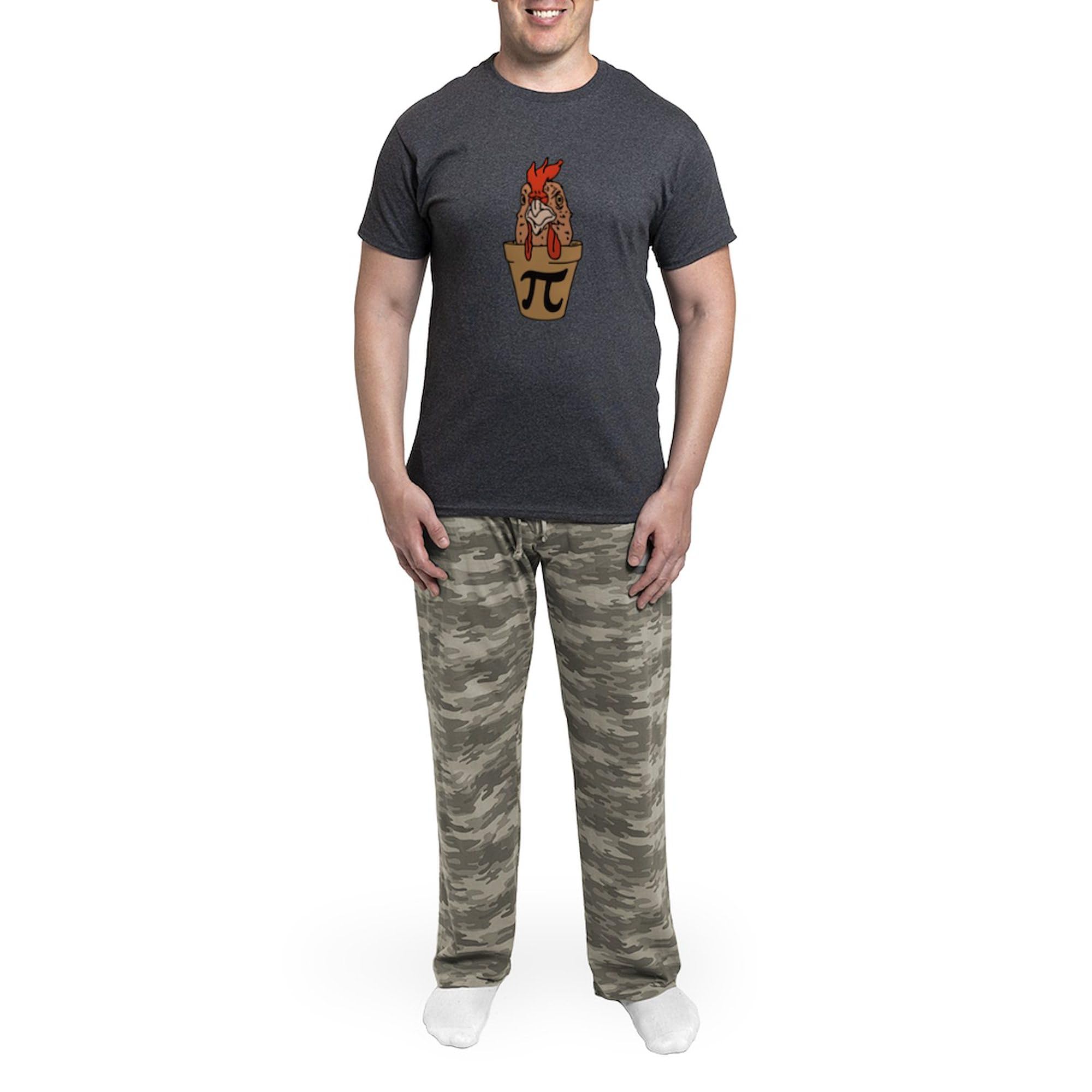 Men's Chicken Pot Pi Charcoal Pajama Set - Funny Novelty Sleepwear for Men - Perfect for Lounge Wear, Sleepovers & Gifts