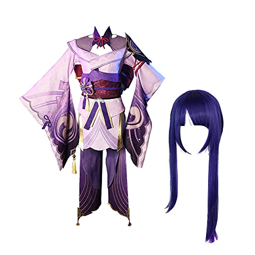 Raiden Shogun Cosplay Costume Full Set - Anime Genshin Impact Outfit with Dress, Cloak & Belt for Halloween, Comic Con & Roleplay | Perfect for Cosplay Events & Anime Conventions