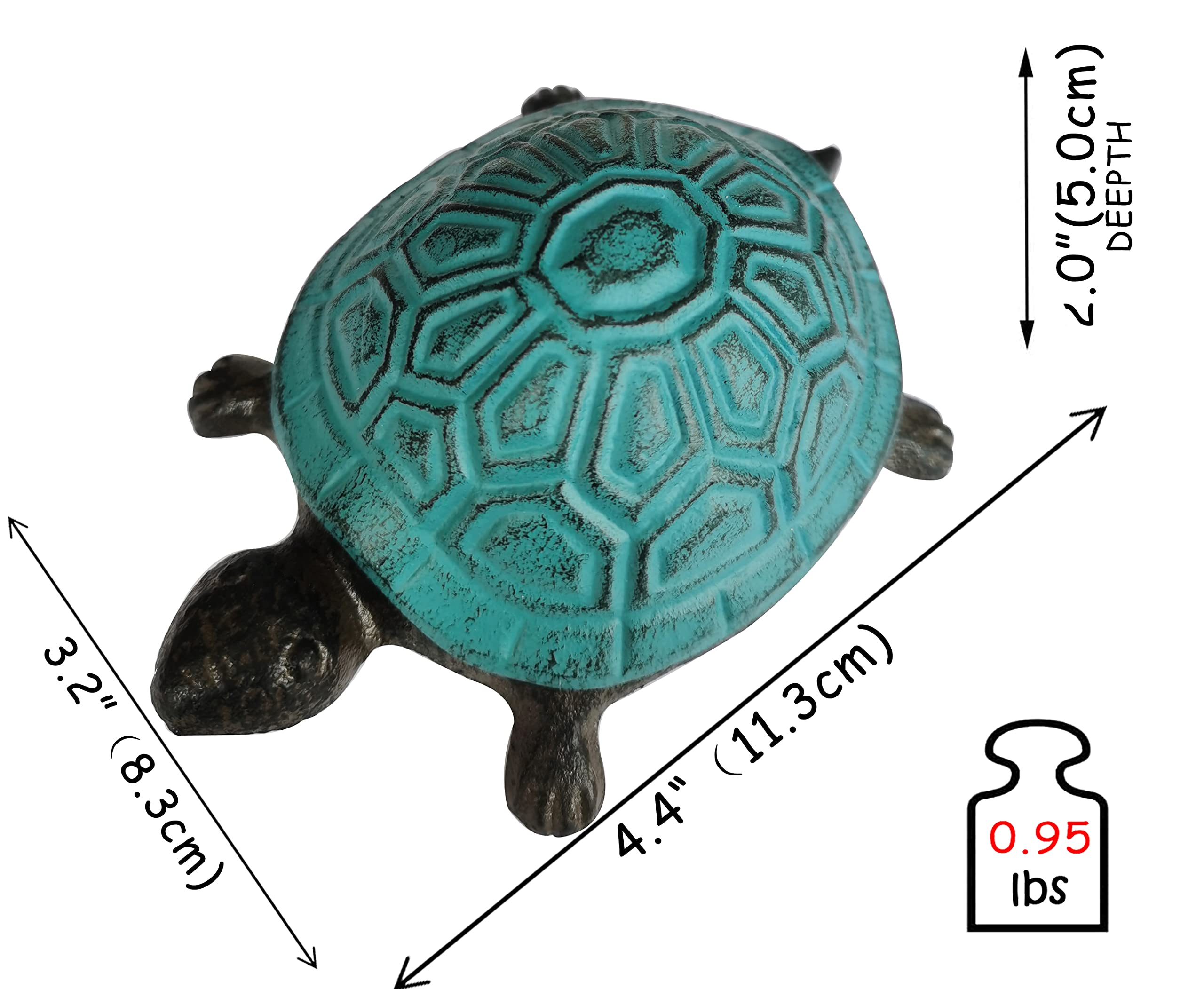 BSTGIFTS Cast Iron Turtle Key Hider - Hidden Spare Key Holder & Garden Decor - Jewelry Box for Rings, Earrings & Small Trinkets (Antique Blue) | Perfect for Outdoor Key Storage & Home Decoration