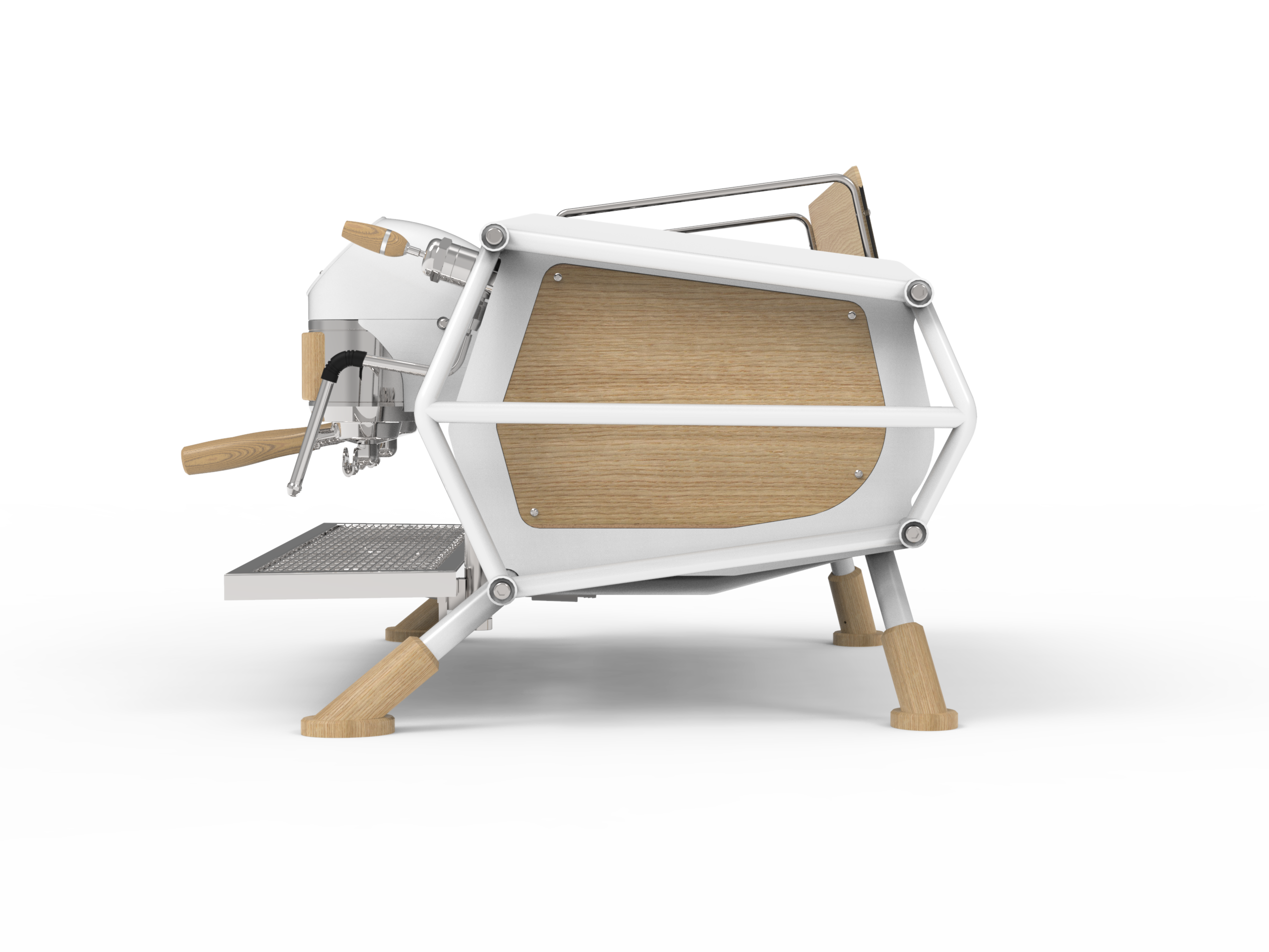 Sanremo Café Racer White Wood Espresso Machine 2 Groups - Professional Commercial Coffee Maker for Cafes & Restaurants | Perfect for Baristas & Coffee Shops