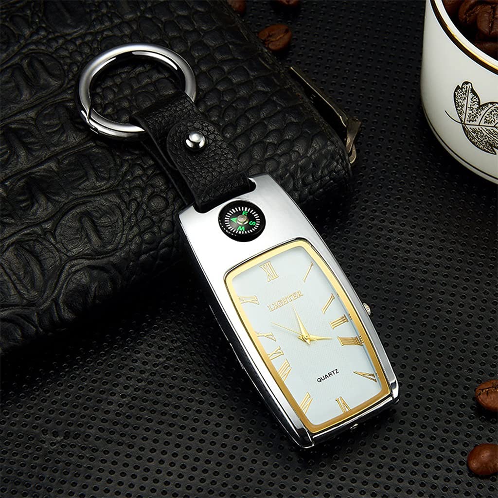 Rechargeable Electric Cigarette Lighter with LED Light - Tungsten Heating Wire, Keychain & Watch Design - Perfect for Men's Gifts, Outdoor Camping, Travel & Car Use