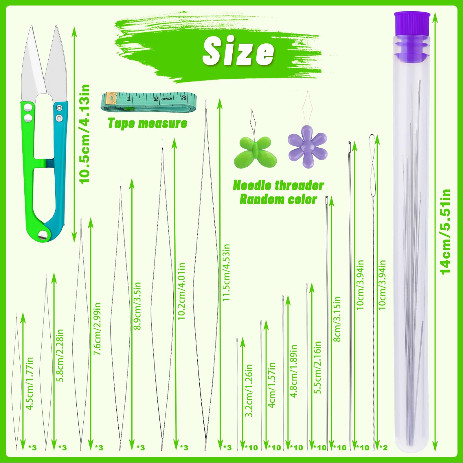 86 Pcs Beading Needles Set - 6 Sizes Big Eye Seed Bead Needles, Long Straight & Twist Beading Needles, Flexible Jewelry Making Needles for Beads | Perfect for DIY Bracelets, Necklaces, Earrings & Craft Projects