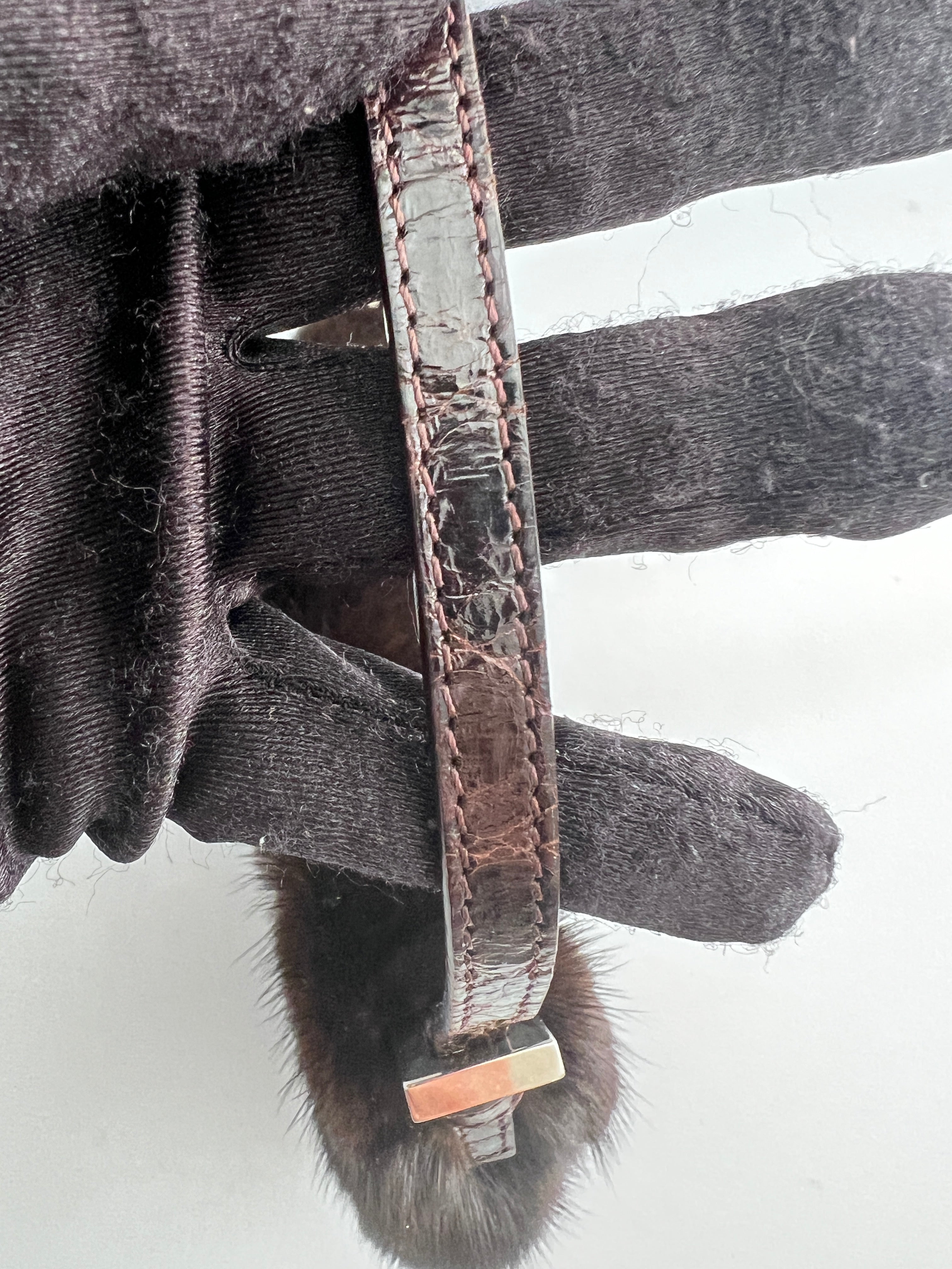 Vintage Fendi Brown Mink Fur Mini Baguette Bag - Luxury Designer Crossbody Purse for Women, Perfect for Evening Parties & Special Occasions