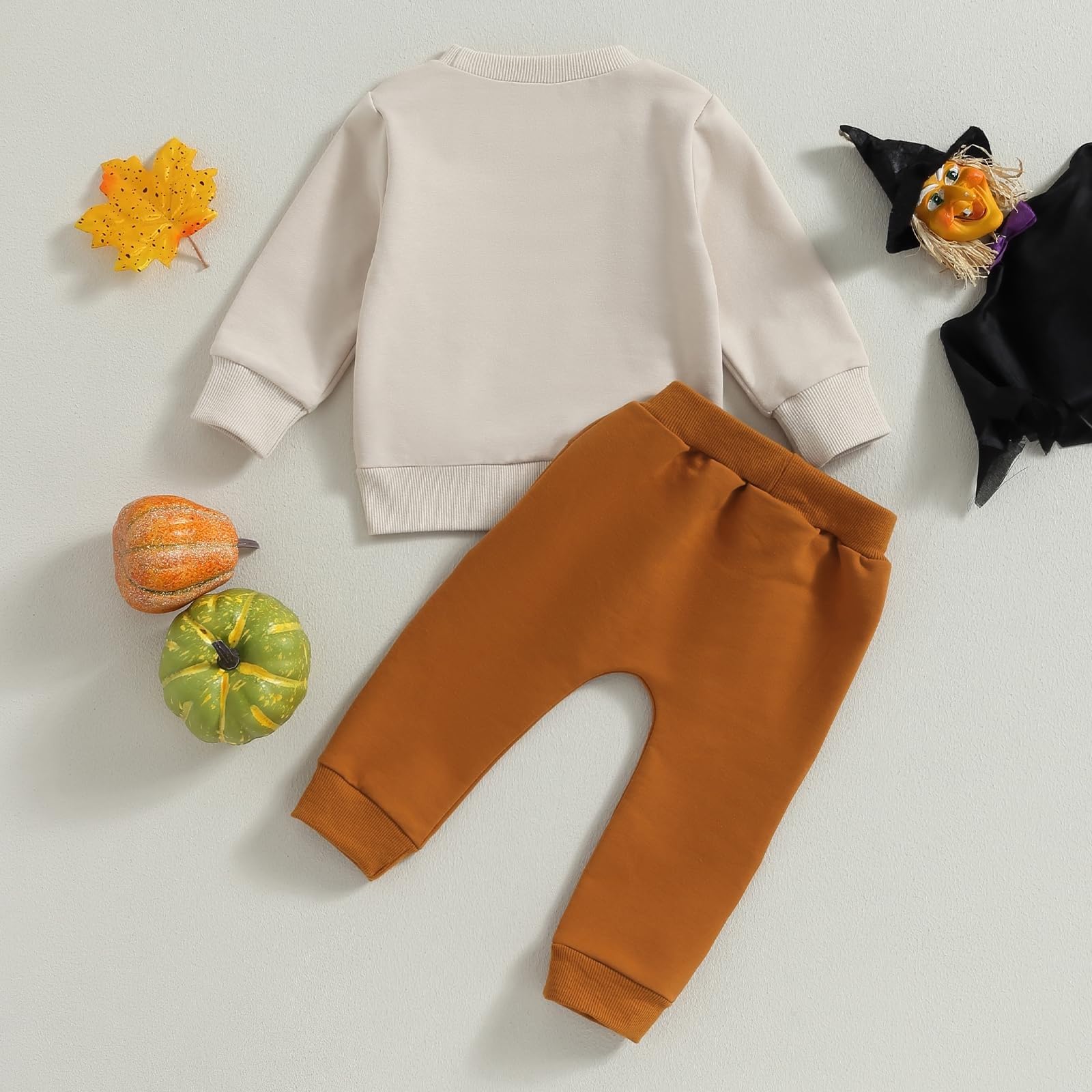 **Boys' Halloween Pants Set - Pumpkin Print Sweatshirt & Pants, Fall Costume Outfit for Kids | Perfect for Trick-or-Treating & Halloween Parties**