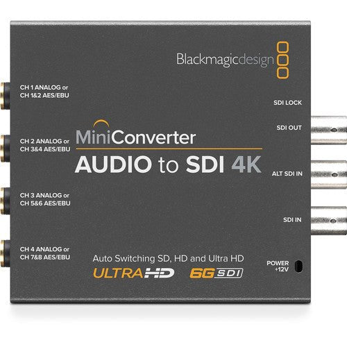 Blackmagic Design Mini Converter Audio to SDI 4K - Professional Audio Video Converter for Live Streaming & Broadcast - Perfect for Studio, Church, and Event Production