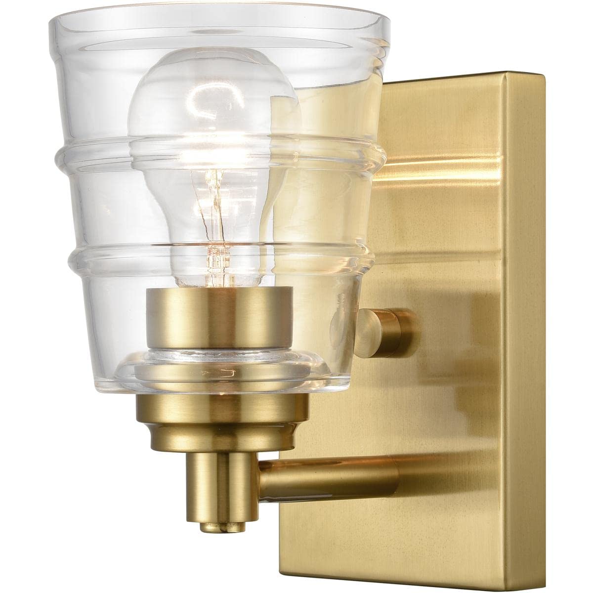 Elk Home Pulsate Vanity Light - 1-Light Satin Brass Finish with Clear Glass, Transitional Style Bathroom Lighting for Modern & Traditional Decor