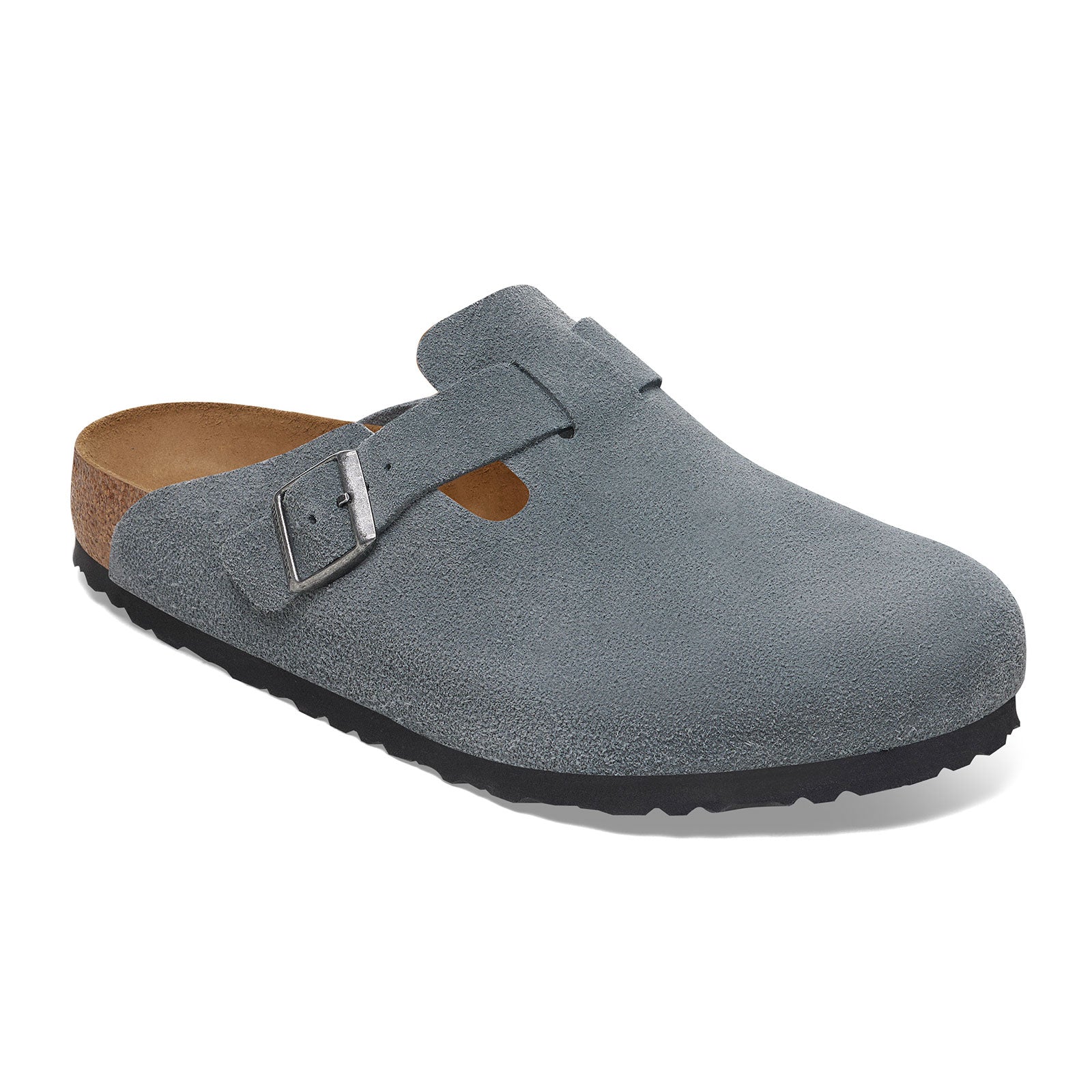 Birkenstock Boston Clog for Men - Comfortable Suede Slip-On Shoes in Basalt Gray | Perfect for Casual Wear, Home & Office