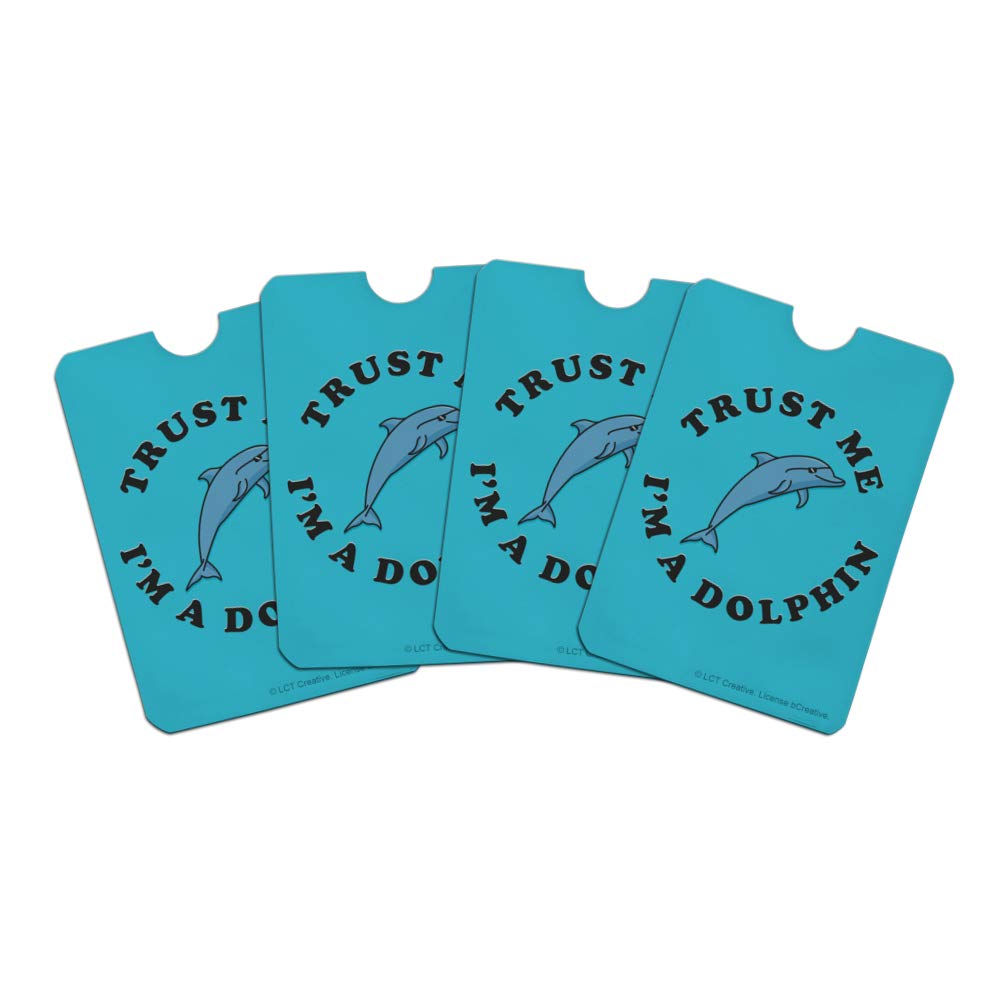 Funny Dolphin RFID Blocking Credit Card Holder - Set of 4 Secure Wallet Protectors for Contactless Payment Security | Perfect for Travel, Office & Everyday Use