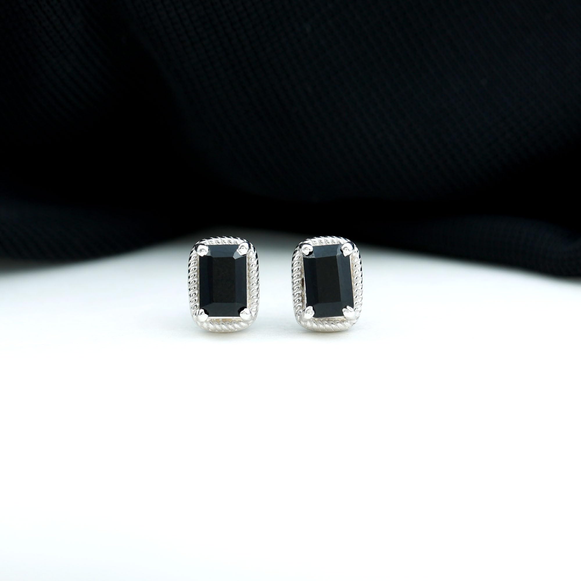 Black Onyx Solitaire Stud Earrings for Women - December Birthstone Jewelry, Elegant Birthday Gift for Her - Perfect for Parties, Weddings & Everyday Wear
