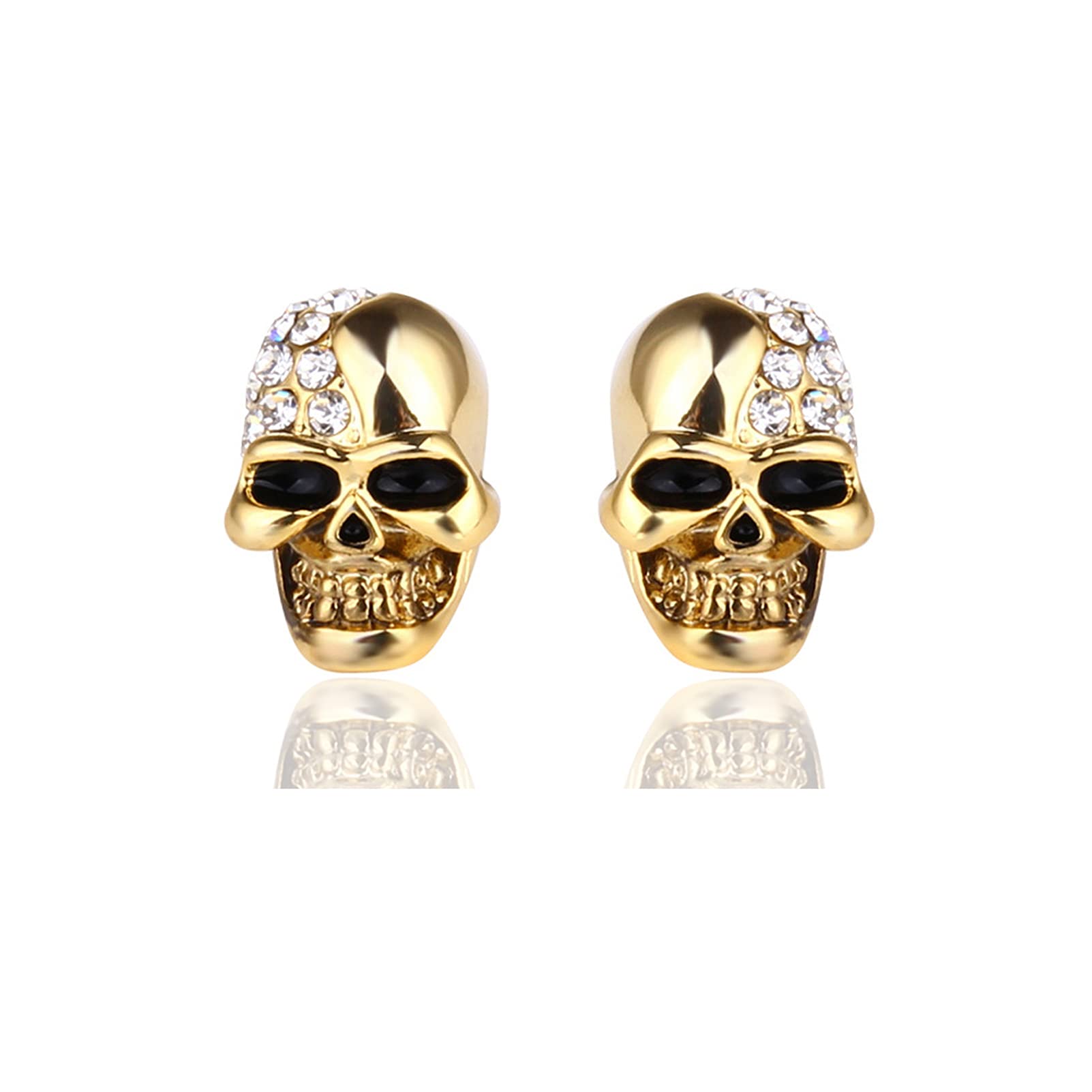 Punk Body Piercing Earrings - Crystal Skull Stud Earrings for Women & Men | Gothic Jewelry for Parties, Concerts & Alternative Fashion