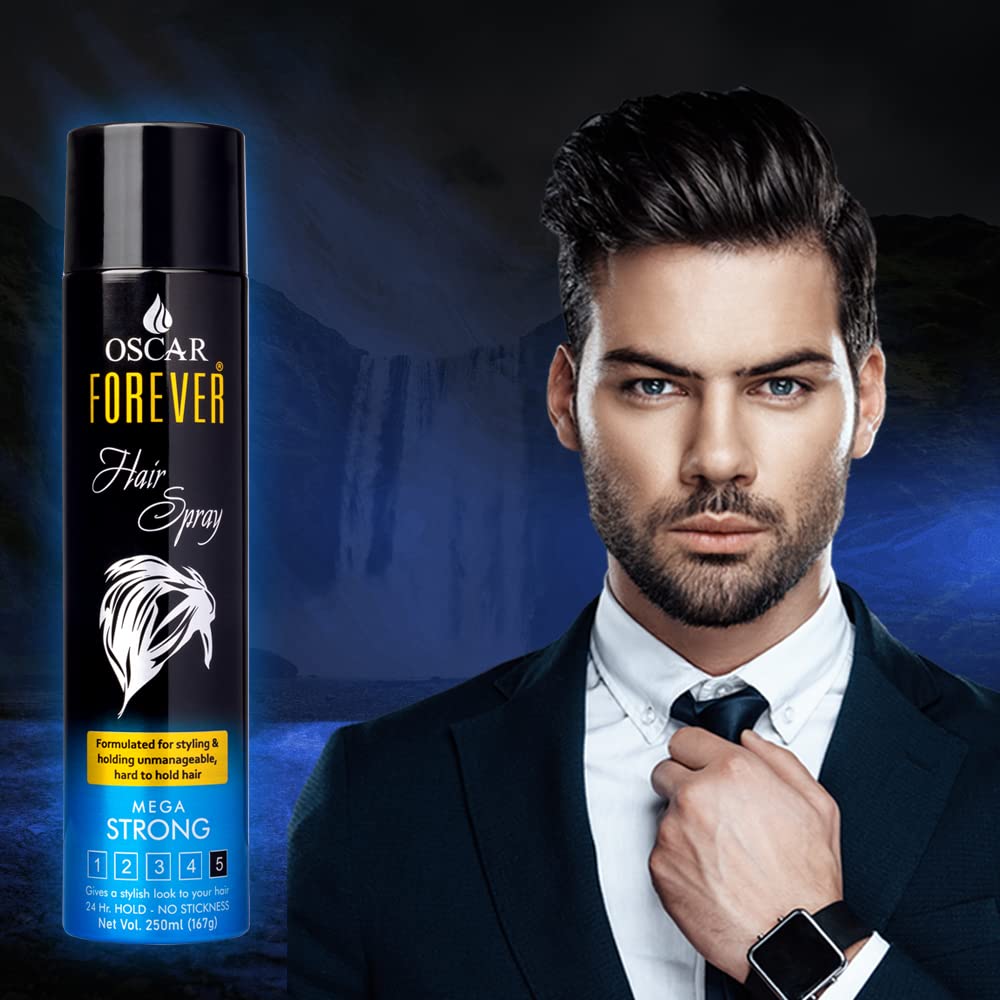 Oscar Forever Hair Spray - Strong Hold Styling Hairspray with Nourishing Formula for Men & Women (250ml) - Perfect for Daily Use, Parties, Weddings & Professional Styling