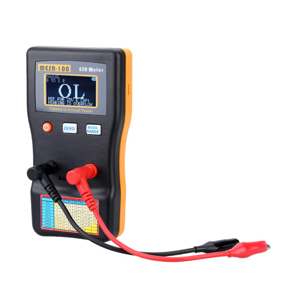 MESR-100 Digital Capacitor ESR Meter - High Precision Capacitance & Internal Resistance Tester (0.001-100Ω) - Perfect for Electronics Repair, DIY Projects & Circuit Board Testing