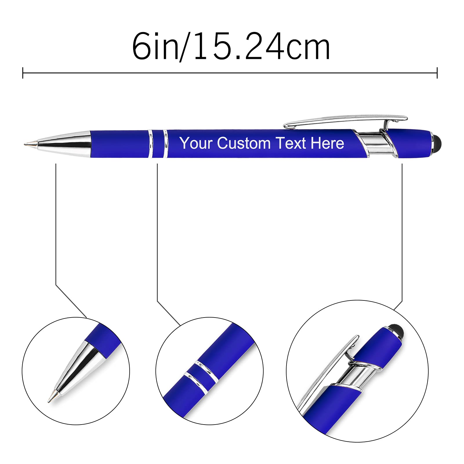 150 Pcs Personalized Custom Pens Bulk - Free Engraving with Name/Message - Custom Ballpoint Pens & Stylus for Business, Office, Graduation - Unique Gifts for Men & Women - Christmas, Birthday Presents - Blue - Perfect for Corporate Events, Promotions & Special Occasions