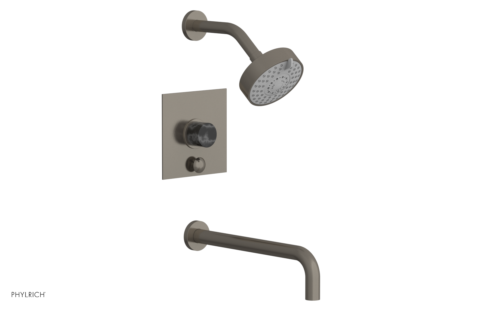 BASIC II 12 Pressure Balance Tub and Shower Set - Black Marble Finish (230S 28 12) | Perfect for Modern Bathroom Renovations & Spa-Like Showers