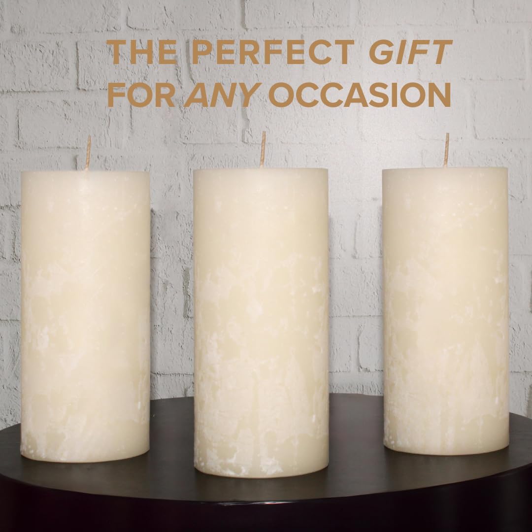 Simply Soson Warm Vanilla Sugar Scented Candles - Set of 3 Ivory Pillar Candles (3x6 inches) | Home Fragrance, Aromatherapy, Relaxation Gifts for Women | Perfect for Fall Decor, Cozy Evenings & Romantic Ambiance