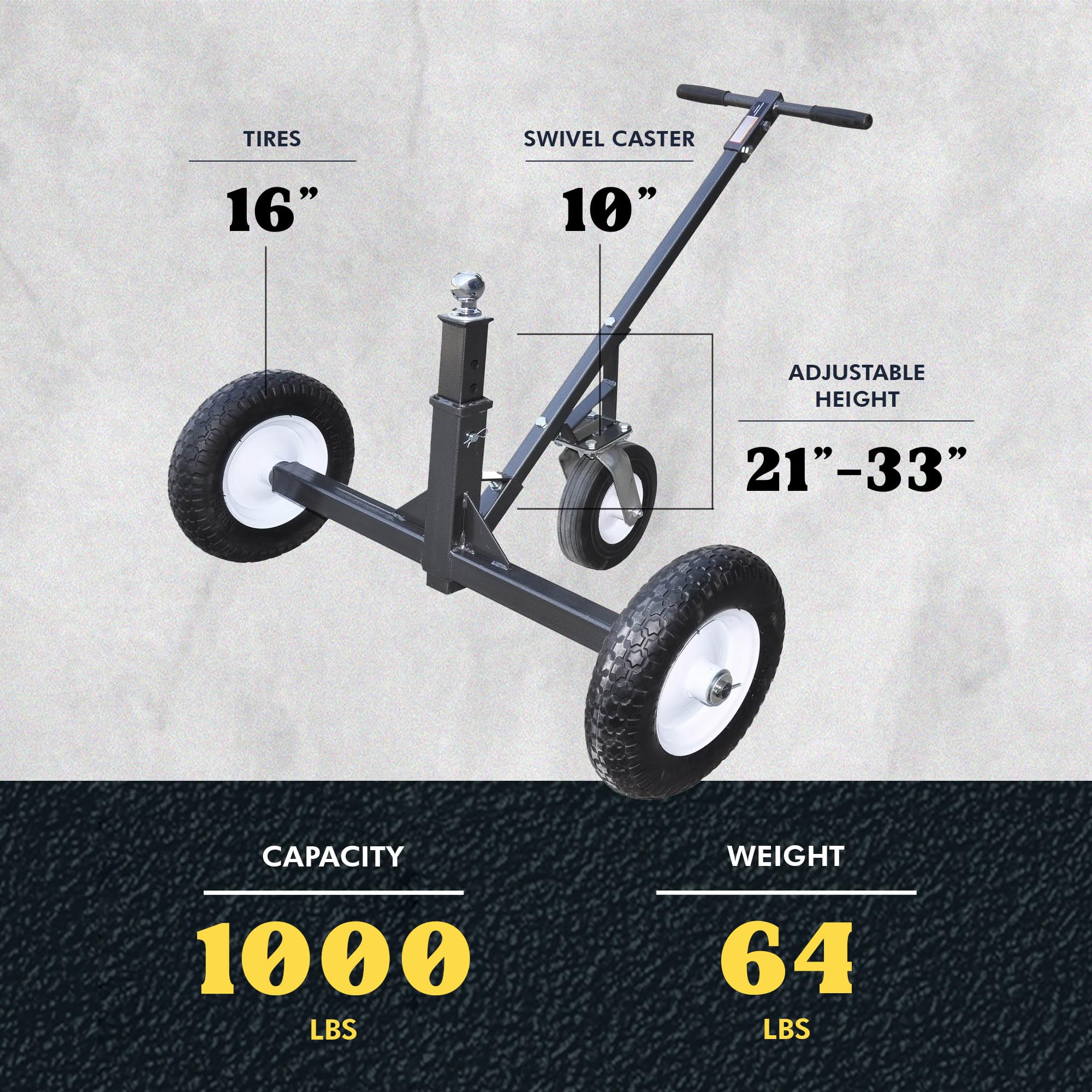 Heavy-Duty Adjustable Steel Trailer Dolly with 16