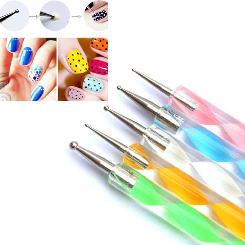 5-Piece Dual-Ended Nail Dotting Tool Set for Professional Nail Art Designs - Perfect for DIY Manicures, Salon Use & Nail Art Enthusiasts