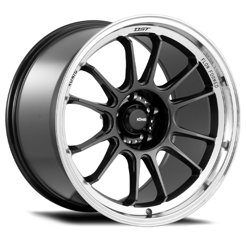 Konig Hypergram 17x8 5x114.3 ET35 Matte Black Wheels with Machined Lip - Lightweight Performance Rims for Sports Cars & Tuner Vehicles