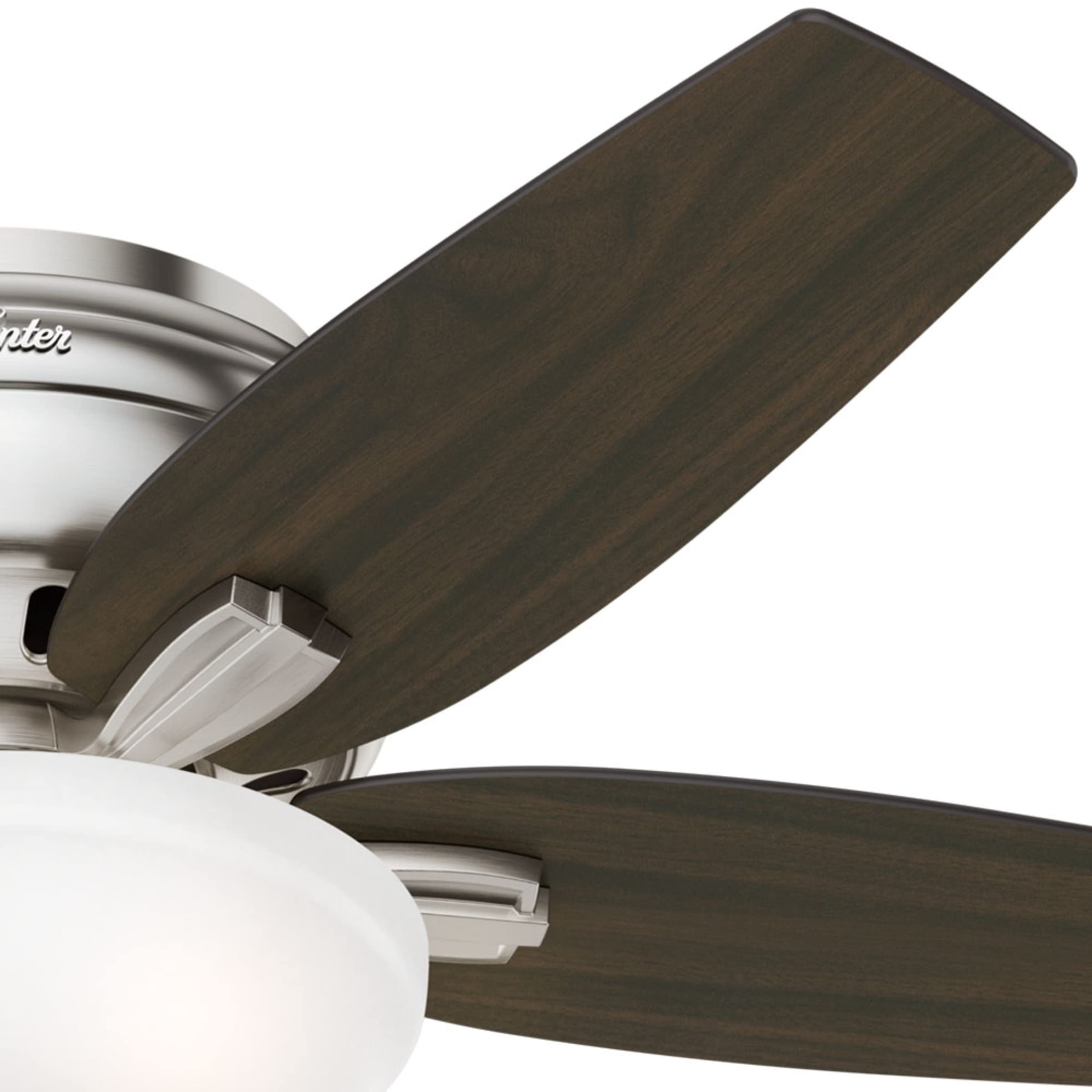 Hunter Fan Company 51082 42-Inch Newsome Brushed Nickel Low Profile Ceiling Fan with LED Light Kit and Pull Chain - Perfect for Bedrooms, Living Rooms, and Home Offices