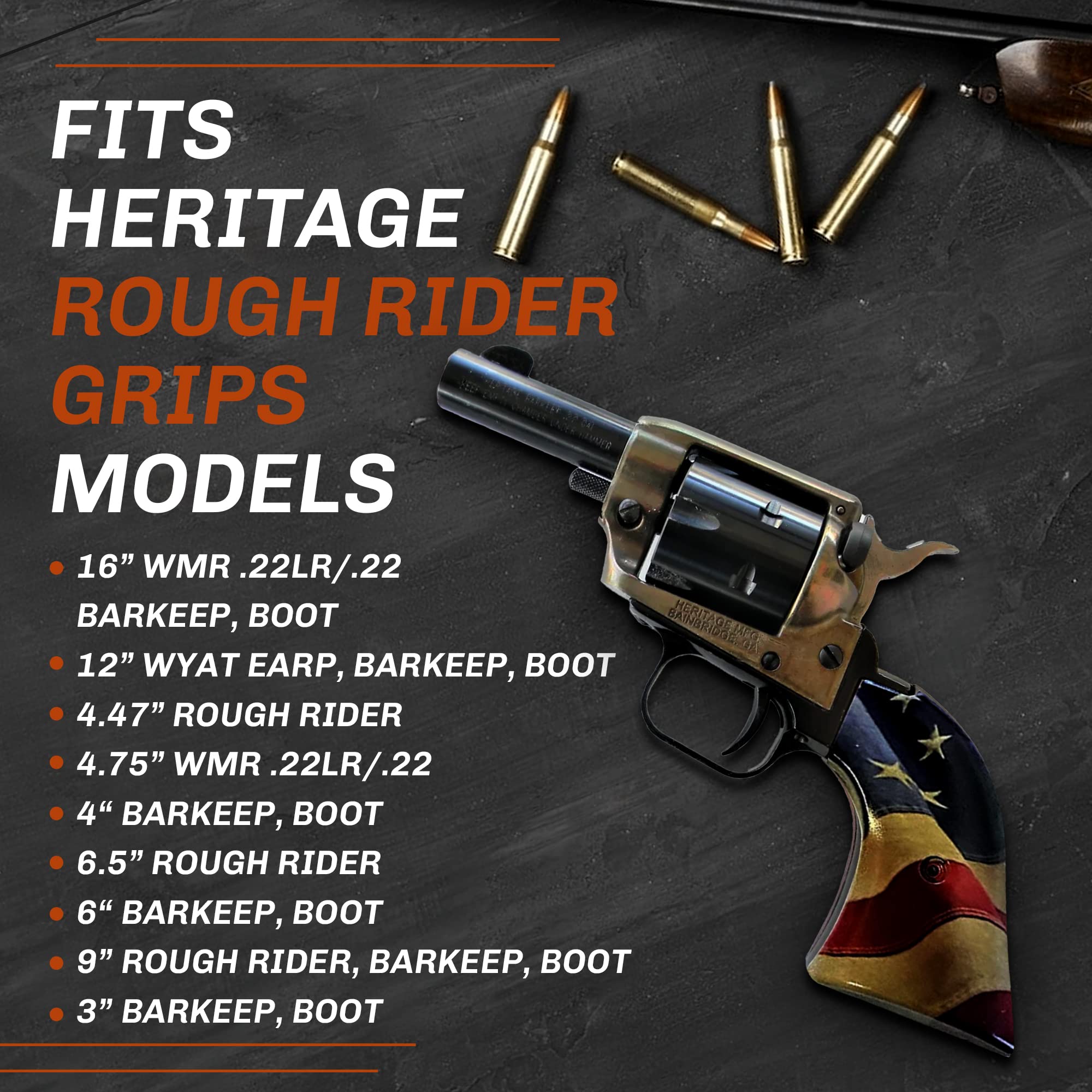 Premium Gun Grips Replacement for Heritage Rough Rider .22 Model - Wild Bill's Dead Man's Hand Style - Perfect for Shooting Range & Cowboy Action Shooting