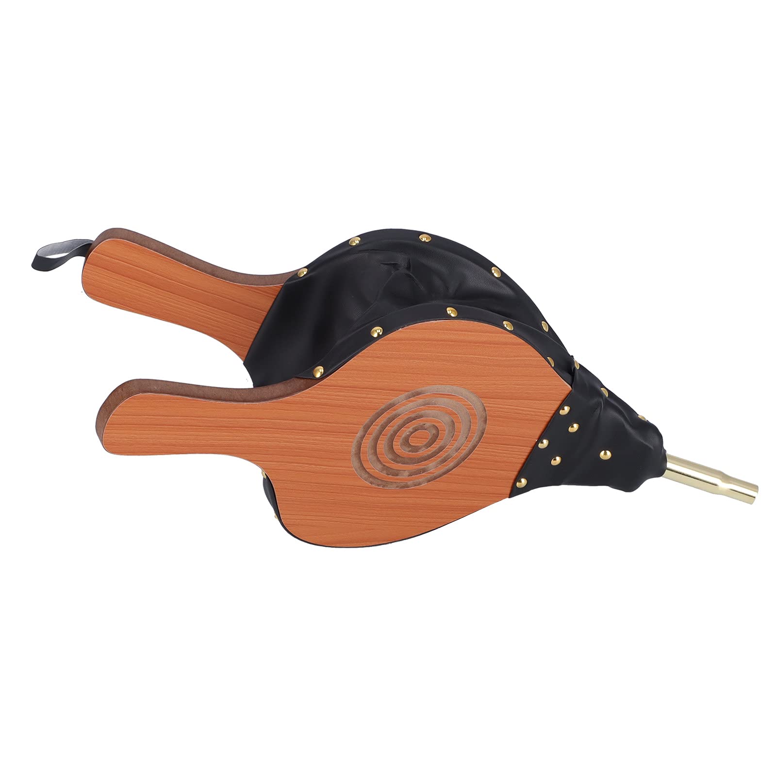Wooden Fireplace Bellows Air Blower - Large Cast Iron Nozzle for Outdoor Camping, BBQ Grill & Fireplace Use - Includes Hanging Strap for Easy Storage