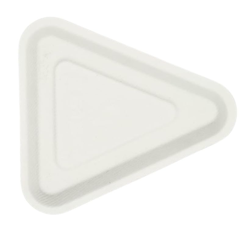 Eco-Friendly 5 Inch Disposable Paper Plates - 50 Pack, Triangle White Sugarcane Plates for Cake, Snacks & Desserts | Perfect for Parties, Picnics & Catering Events