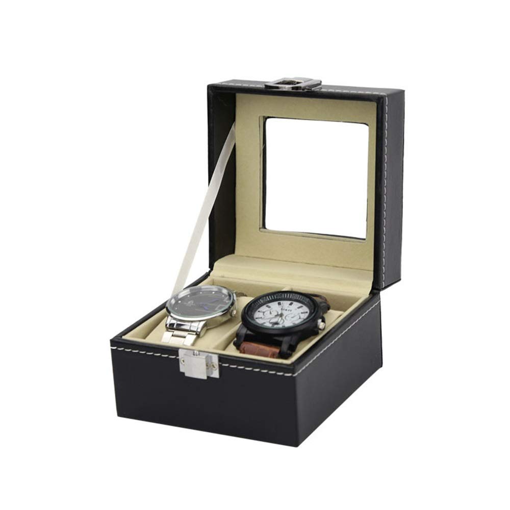 BONOCO Premium Watch Storage Case - 3/6 Grids PU Leather Watch Box with Transparent Window & Removable Pads - Jewelry Display Organizer with Lid for Men & Women Watch Collections - Perfect for Home, Office, Travel & Gift Giving