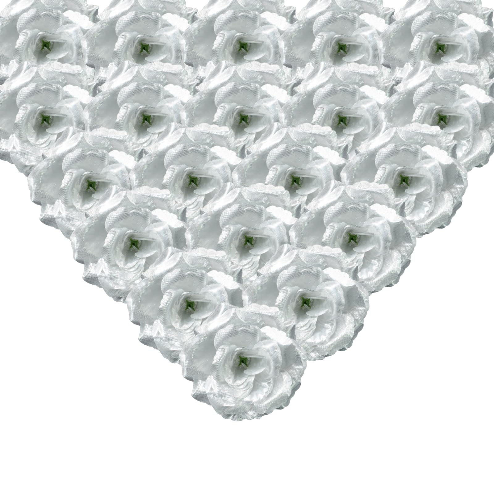 50 Silver Artificial Rose Head Flowers with 3