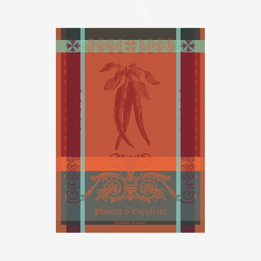 Garnier Thiebaut Piment d'Espelette Spice Kitchen Towel - Premium Cotton Dish Towel for Cooking, Baking & Kitchen Decor - Perfect for French Cuisine & Gourmet Food Preparation