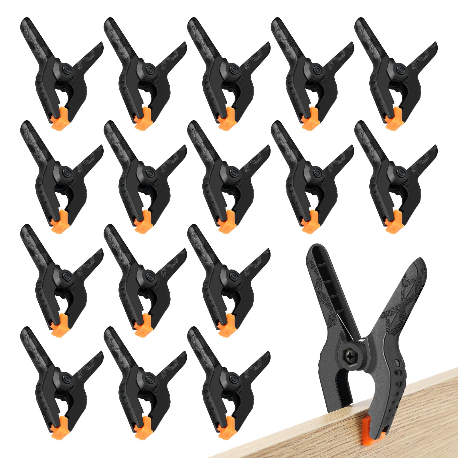 16 Pack 3.5 Inch Heavy Duty Spring Clamps - Small Plastic Clips for Backdrop Stand, Woodworking, Photography, Crafts & Outdoor Use - Perfect for DIY Projects, Home Decor and Studio Setups