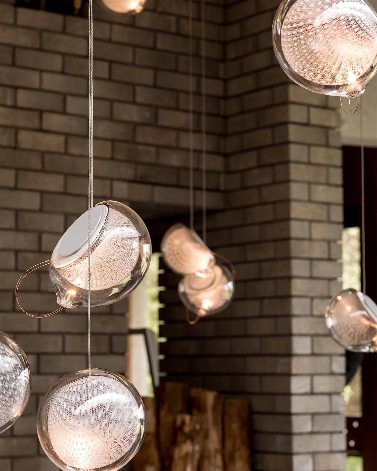 Modern Mesh Glass Pendant Light Fixture - Elegant Hanging Chandelier for Kitchen Island, Dining Room & Bedroom Decor