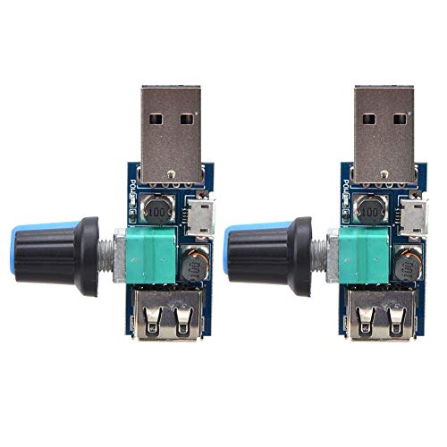 Weojeviy 2PACK USB Fan Speed Controller - DC Stepless Adjustable 5W Mini Fan Regulator (4-12V to 2.5-8V) with On/Off Switch - Perfect for PC Cooling, DIY Projects & Home Office Use