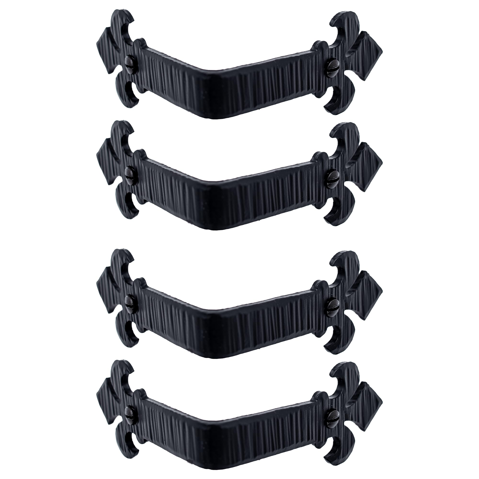 4 Pack - 3.5 Inch Black Iron Corner Brackets for Furniture - Handmade Decorative Braces - Rustic Metal Brackets for Tables, Desks, Shelves, Boxes & Chests - Fleur De Lis Series - Perfect for DIY Home Decor & Woodworking Projects