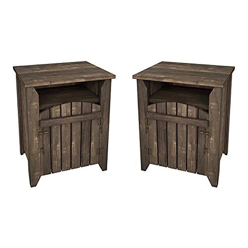 Furniture of America Dennis Wood 2-Shelf End Table - Reclaimed Oak Finish - Set of 2 - Side Table for Living Room, Bedroom, or Office - Rustic Home Decor Accent Piece