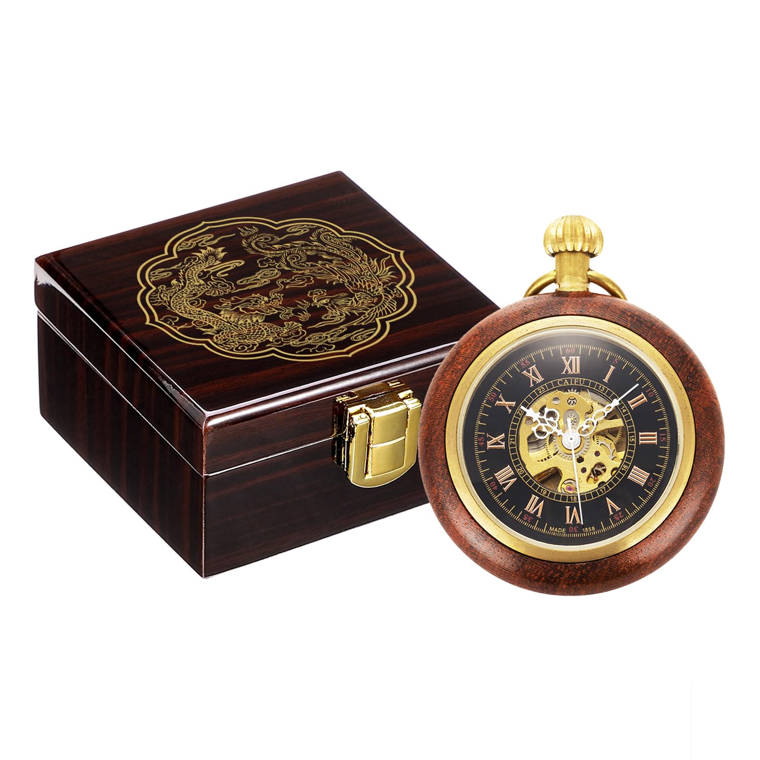 Vintage Skeleton Mechanical Pocket Watch for Men with Chain - Classic Steampunk Style Gift for Collectors & Special Occasions