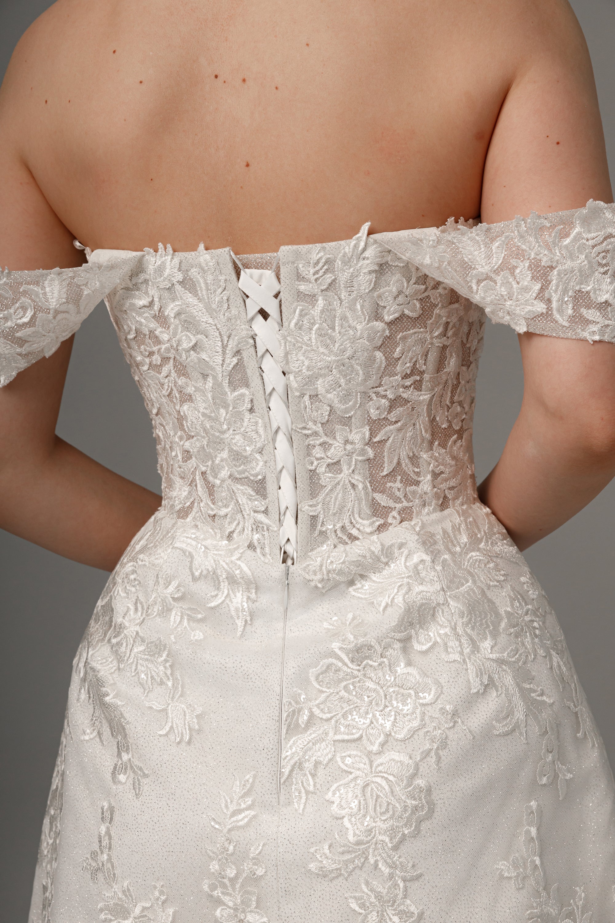 Elegant Short Lace Wedding Dress for Bride - Mitsis Bridal Gown Perfect for Beach, Garden & Destination Weddings